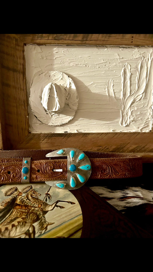 Turquoise Belt Buckle and Keeper