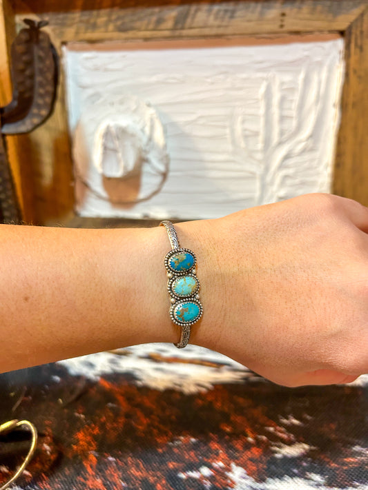 Three Stone Turquoise Cuff