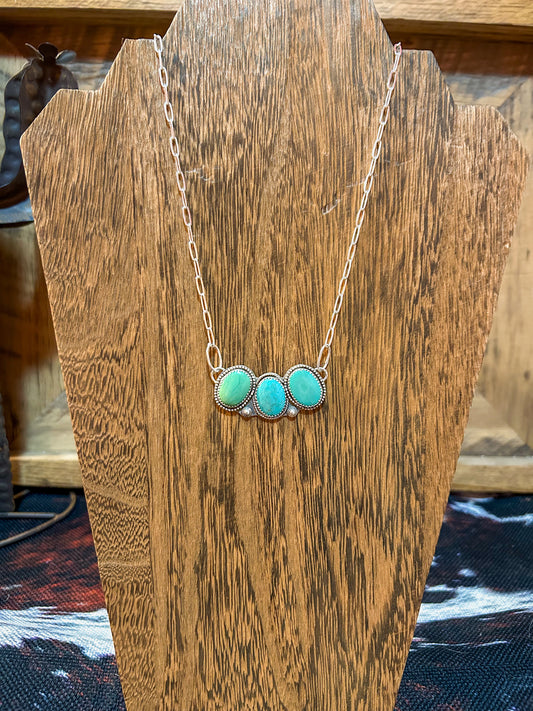 Three Stone Turquoise Necklace