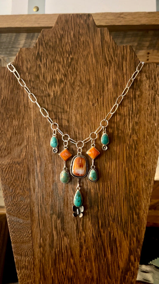Orange Spiny and Turquoise necklace