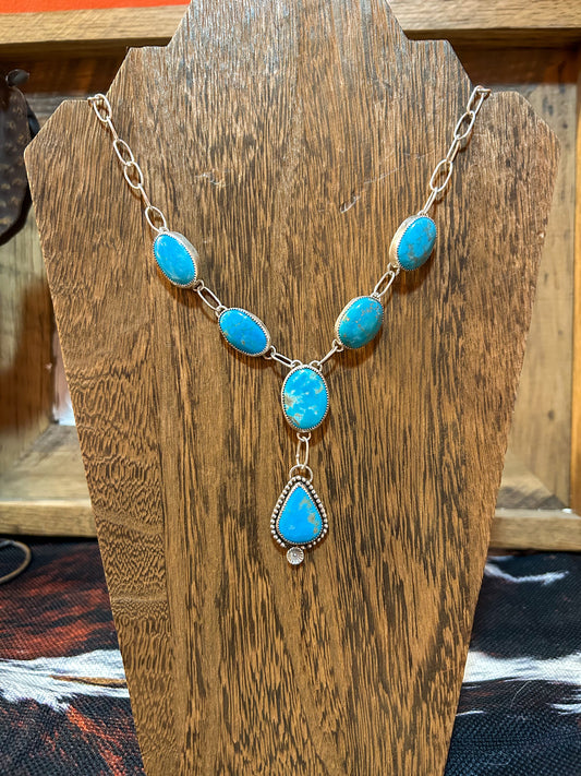 Kingman Turquoise Lariat Necklace