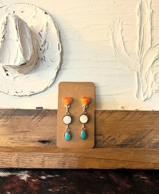 Orange Spiny Oyster Dangle Earrings